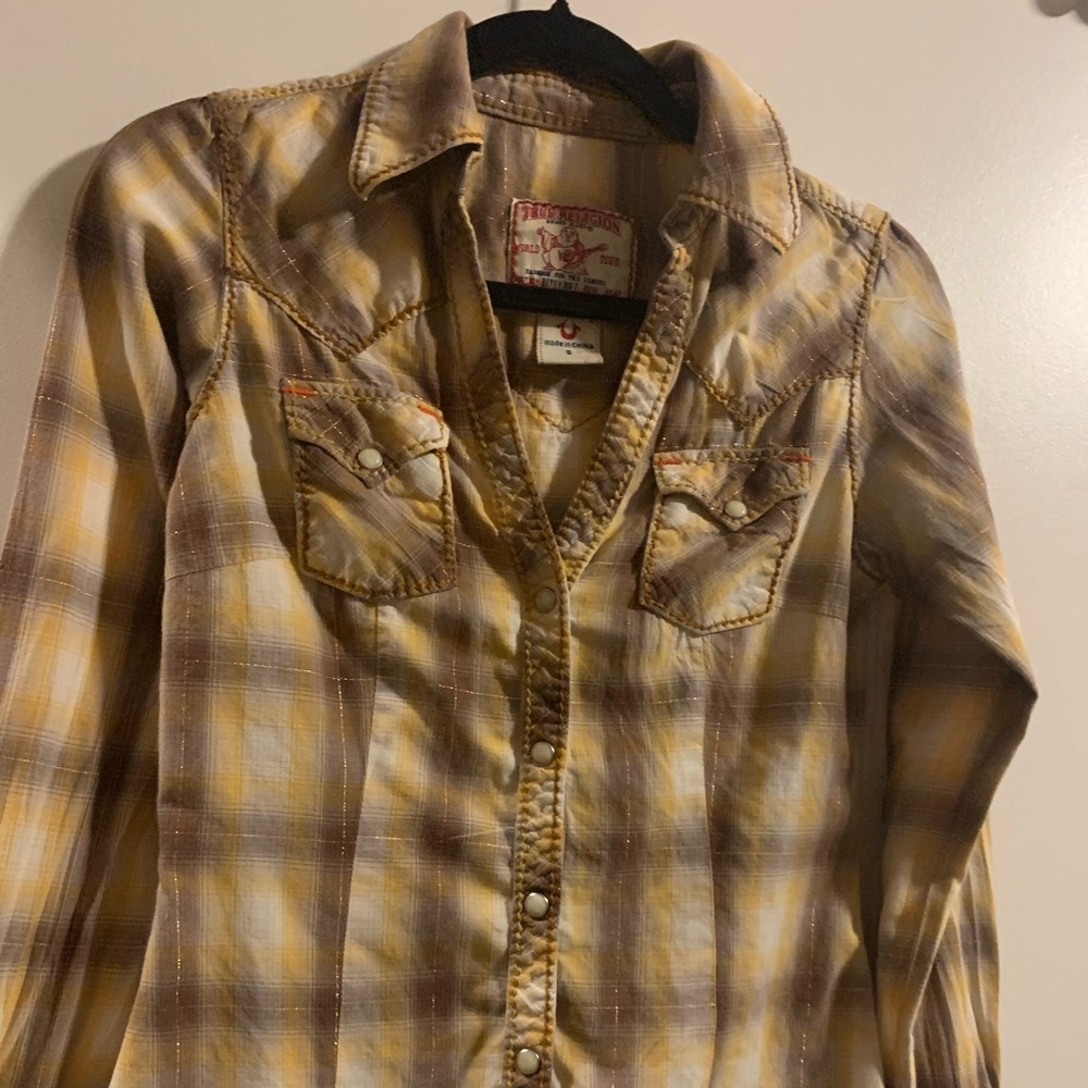 True Religion Plaid Fitted Snap Button Up